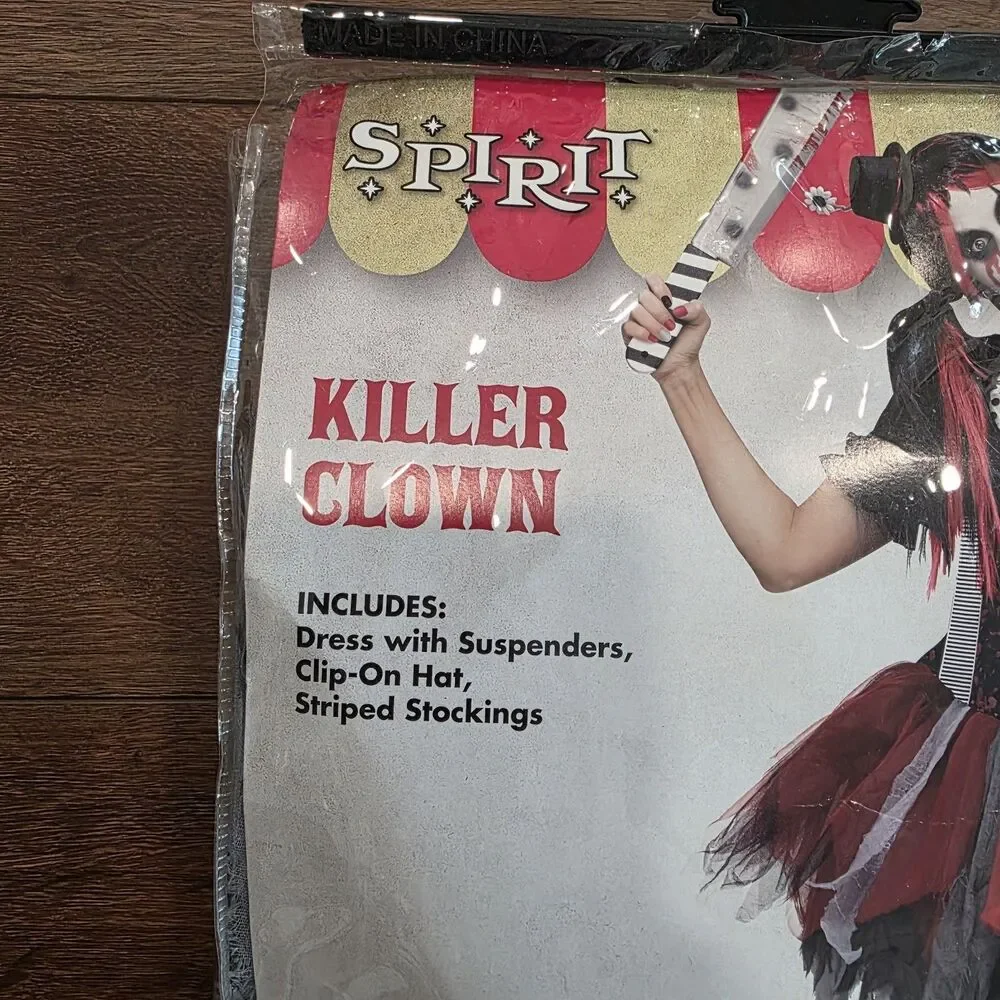 NEW Killer Clown Costume Adult Womens S M 2-8 Teen Spirit Halloween 3 pc Cosplay - Picture 5 of 13